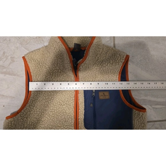 Eddie Bauer Vest Womens Medium Tan Rangefinder Sherpa Deep Pile Fleece Full Zip - Picture 9 of 10